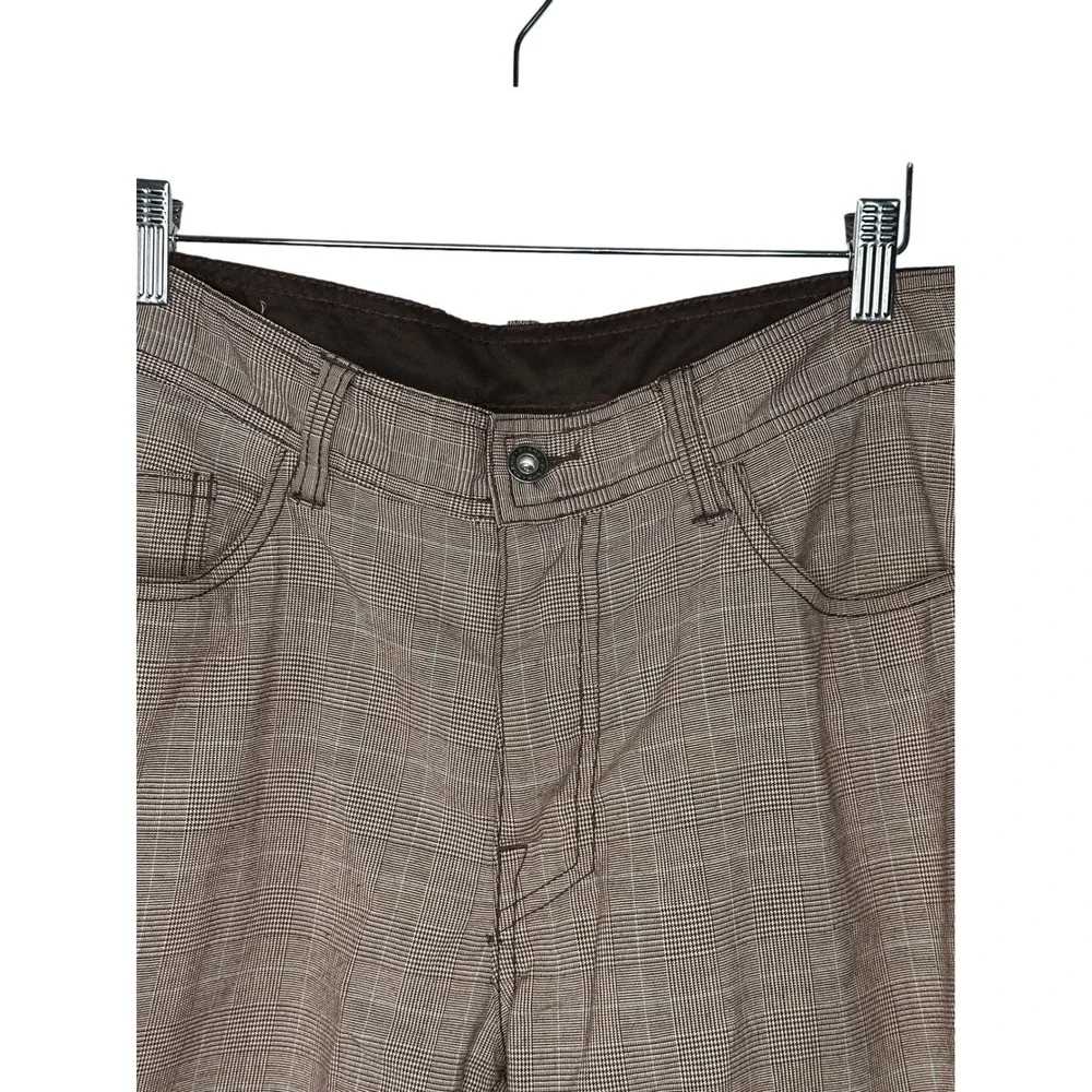 Prana Breathe Ivan Shorts 34 Brown Plaid Stretch Chino Hiking Outdoor Casual